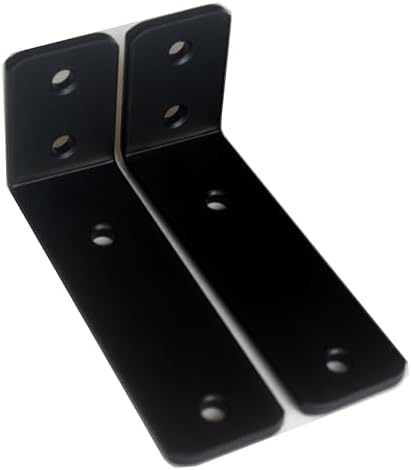 2 Pack - L 5" x H 2" x W1.5, 5mm Thick Black L Shelf Bracket, Iron Shelf Brackets, Metal Shelf Brackets, Floating Shelf,