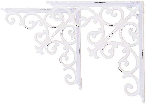 Sungmor 2PC 8.9 Inch Heavy Duty Decorative Brackets for Shelves, Vintage Victorian Cast Iron Shelf Bracket, Sturdy White