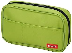 LIHIT LAB Large Capacity Zipper Pencil Case For School Office College, Big Capacity 4 Compartments Pencil Bag Holder Adults Teen Boys Girls, Travel Cosmetics Storage, Yellow Green (A7551-6)