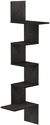 Furinno Rossi 5-Tier Corner Floating Shelves for Wall, Espresso