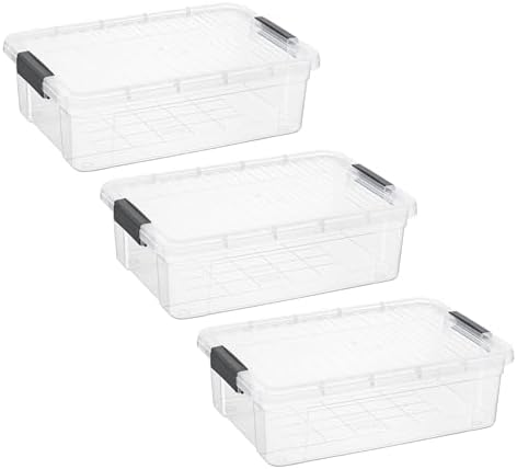 Superio 13.7 Quart Clear Plastic Storage Bin with Lid, Stackable Organizer Box, BPA-Free Storage Container for Home, Gar