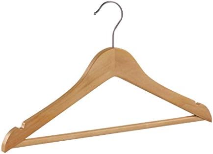 SONGMICS 35 cm (Maple Wood) Set of 20 Wooden Coat Clothes Hangers with Trouser Bar for Children, Natural CRW006-20