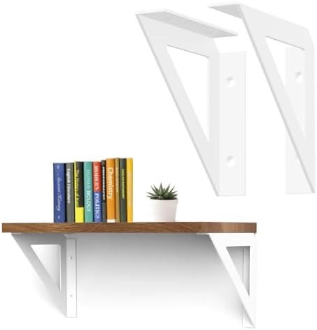 SOGAL White Shelf Brackets 6 Inch, Heavy Duty Wall Mount 4 Pack