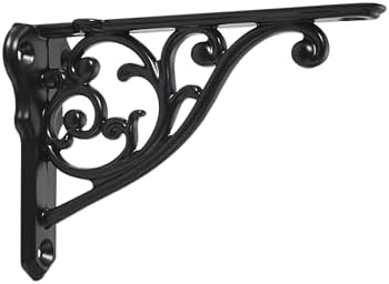 Ornate Decorative Shelf Brackets 5x3.5 inch Small Wall Mounted Shelving Bracket 4 Pack Matte Black Vintage Shelf Bracket