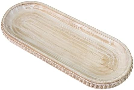 MAONAME Wash White Oval Long Narrow Tray, 12" x 4.7" Bathroom Vanity Tray