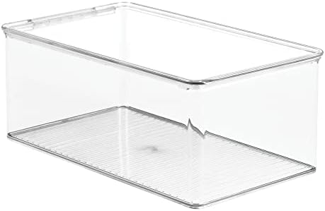 mDesign Plastic Stackable Toy Storage Bin Container Box with Hinge Lid for Organizing Living Room, Play Room, Bedroom, N