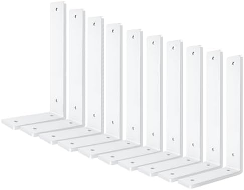 White Floating Shelf Bracket 8 Inch, 10 Pack Heavy Duty Shelf Brackets, Wall Shelf Bracket for DIY Decorative with Mount