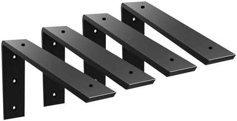 Countertop Support Bracket 4 Pack 8 inch Heavy Duty 3/8" Thick Black Granite Countertop Bracket 8"x6"x2.5" Shelf L Brack