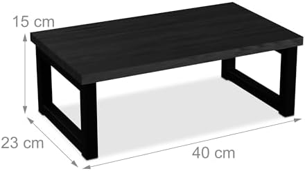 Relaxdays Monitor Stand, Desk Organiser, Ergonomic Screen Holder for Table, Home and Office, HWD: 15 x 40 x 23 cm, Black