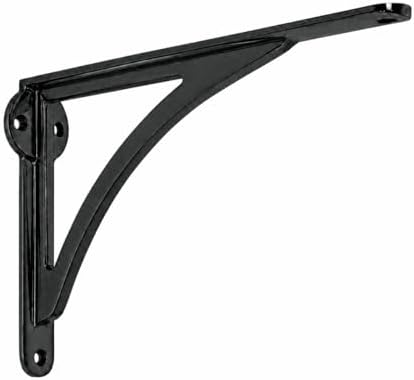 Khtumeware 100% Solid Brass Decorative Shelf Brackets, 10-inch Wall-Mounted Shelving Brackets, 2-Pack Antique Black Vint