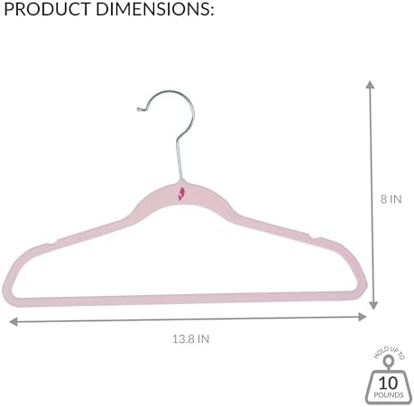 Simplify 25 Pack Kids Velvet Hangers | Slim | Non-Slip Design | Space Saving | Childrens Clothes | Shirts | Pants | Dresses | Baby Nursery | Closet Storage & Organization | Blush