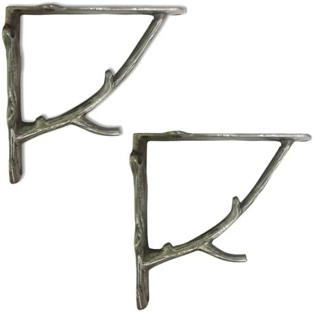 NACH Rustic Branch Metal Shelf Brackets 7 inch, Decorative Shelf Brackets for Wood Shelves, Shelving Brackets, Wall Shel