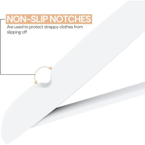 Wooden Clothes Hangers, Set of 50, Solid Wood Hangers, Non-Slip Trouser Hook, Notches in Shoulder Area, 360° Rotating Ho