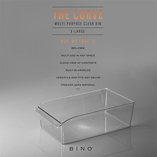 BINO | Plastic Storage Bins, X-Large | THE CURVE COLLECTION | Multi-Use Organizer Bins | Built-In Handle | BPA-Free | Pa