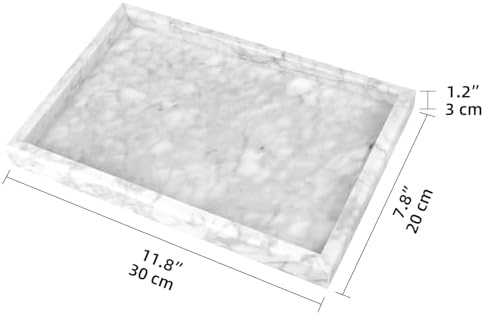 Marble Bathroom Vanity Tray, Carrara White, 12"x 8" x1.2"