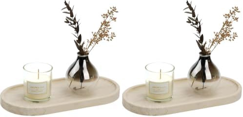 Koville Italian Travertine Tray, 12"x6" Vanity Decorative Marble Tray for Countertop, Catchall Tray for Perfume, Candles