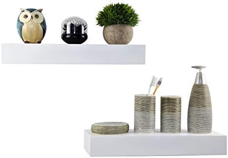 Rectangle Wooden Floating Shelves Wall Mounted, 16.5 inch Ledge to Storage Organize and Trophy Display Home Decor for Be