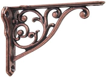 Ornate Decorative Shelf Brackets 5x3.5 inch Small Wall Mounted Shelving Bracket 4 Pack Antique Copper Vintage Shelf Brac
