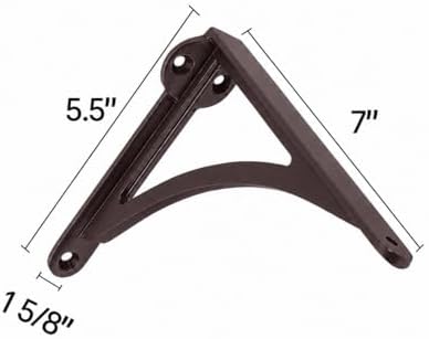 Khtumeware 100% Solid Brass Decorative Shelf Brackets, 7-inch Wall-Mounted Shelving Brackets, 2-Pack Oil Rubbed Bronze V