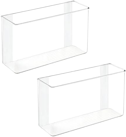 mDesign Plastic Adhesive Mount Storage Organizer Container for Kitchen or Pantry Wall Organization - Space Saving Holder