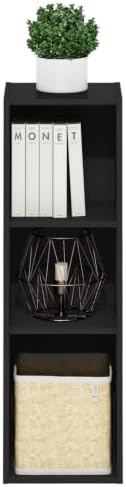 Furinno Fulda Book Shelf, 3-Tier Narrow Storage Cabinet, Bookcase with 10-in Width Storage Shelf, 9.3 x 9.8 x 31.5, for 