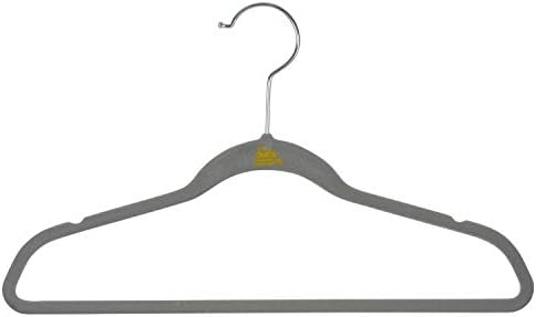 Simplify 50 Pack Kids Velvet Hangers | Slim | Non-Slip Design | Space Saving | Childrens Clothes | Shirts | Pants | Dresses | Baby Nursery | Closet Storage & Organization | Light Grey