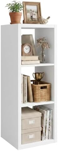 WannabeMyself【2026 Wooden Thick Frame】 3 Cube Storage Organizer with Anti-Tipping Kits, Reversible Open Back Book Shelf,