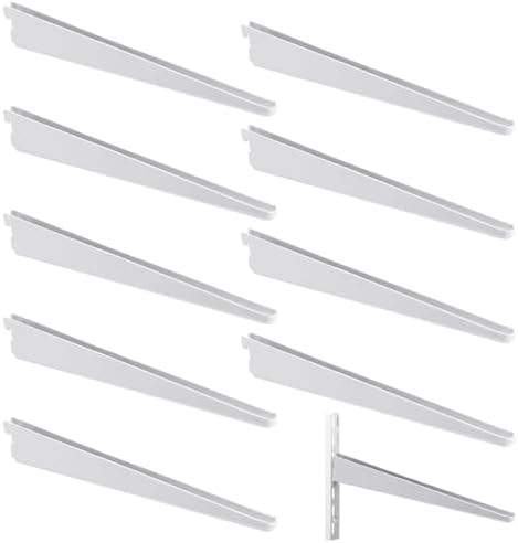 Yalikop 10 Pack Adjustable Shelf Brackets for Double Track System Closet Organization Heavy Duty Wire Shelf Brackets (Wh