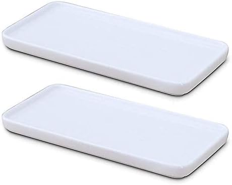 Ceramic Vanity Tray Small Rectangle, Bathtub Tray Bathroom Organizer, Cosmetics Holder for Tissue Candle Towel Plant Jew