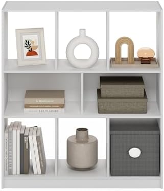 Furinno DALY Book Shelf, 8-Cube Bookshelf, Horizontal Cube Storage Organizer Bookcase, 10.9 x 35.4 x 39.4, for Living Ro