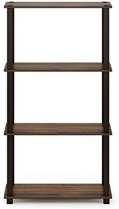 Furinno TURN-S-TUBE Storage Shelves, 4-Tier Book Shelf, Corner Shelf, Toolless Open Shelves, for Organization and Storag
