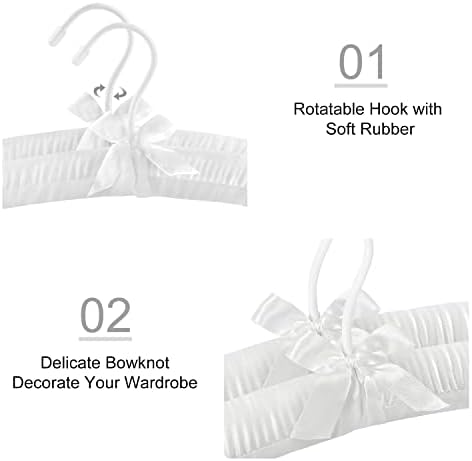 TOPIA HANGER Satin Padded Hangers for Women Clothing 17-inch 10 Pack White