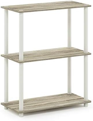Furinno TURN-N-TUBE Storage Shelves, 3-Tier Book Shelf, Corner Shelf, Toolless Open Shelves, for Organization and Storag