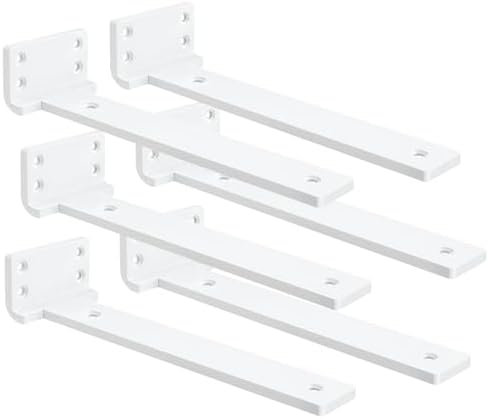 White Floating Shelf Brackets 14 inch 6 Pack L Brackets for Floating Shelves Metal Heavy Duty Shelf Bracket for DIY Shel