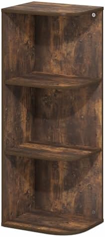Furinno PASIR Book Shelf, 3-Tier Corner Bookshelf with Open Shelf, Standing Bookcase, 9.3 x 12 x 31.5, for Organization 