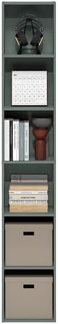 Furinno LUDER Book Shelf, 6-Tier Tall Modern Bookshelf, Bookcase with Open Shelves, 9.3 x 12 x 71, for Living Room, Bedr