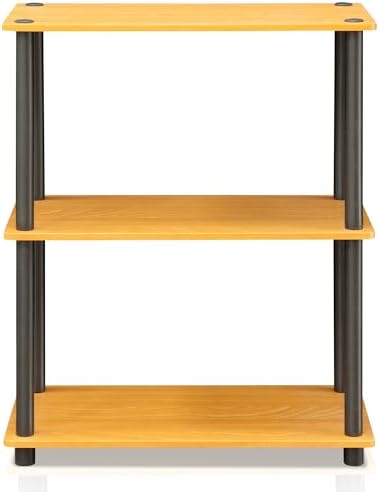 Furinno TURN-N-TUBE Storage Shelves, 3-Tier Book Shelf, Corner Shelf, Toolless Open Shelves, for Organization and Storag