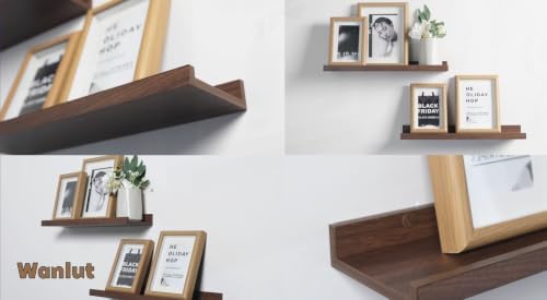 Walnut Floating Shelves for Wall Decor, 48 in Shelf with Lip, 2 Set