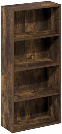 Furinno Basic Book Shelf, 4-Tier Bookcase with Open Shelf, Bookshelf, Cube Storage Organizer, 7 x 17 x 35, for Living Ro