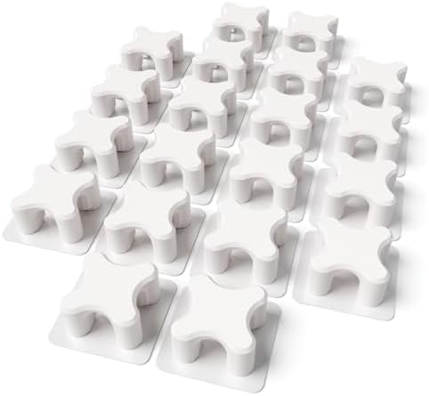 Magnetic Cable Organizer – Desktop Multipurpose Cord Keeper & Cable Management Clip for Home & Office (White Cross 20Pcs
