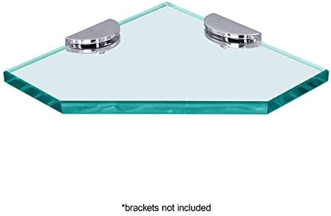 Dulles Glass 6" x 6" Pentagon Glass Corner Shelf - Shelf Only - Tempered - 3/8" Thick - Flat Polished Glass