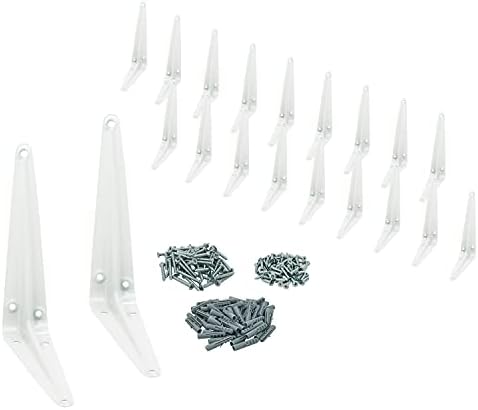 Nuk3y L Shape Heavy Duty Shelf Bracket with Screws, 20 Pack (5"" x 6"", White)