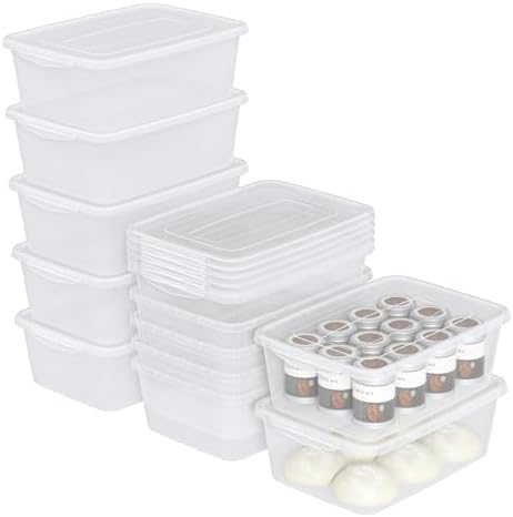 16 Quart Clear Plastic Latch Bin with Lid, 12 Packs Pizza Dough Box