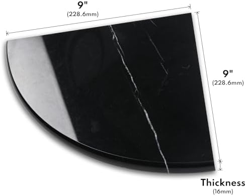 Lovdeco Marble Corner Shelf Wall Mount, Nero Marquina Black Marble Corner Shower Shelf, Polished 9" Round Edge Corner Sh