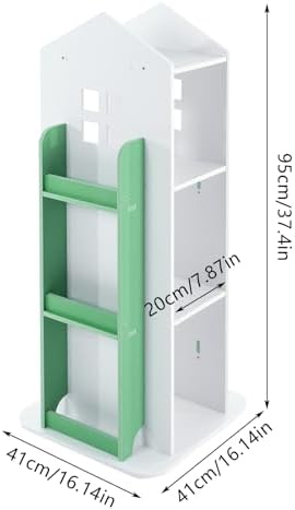 4-Tier Rotating Bookshelf,360° Display Book Shelf,Floor Standing Bookcase,Children's Bookshelves for Bedroom, Living Roo