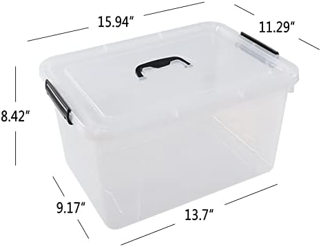 20-Quart Plastic Bins with Lid, Clear Plastic Boxes with Handles, 4-Pack