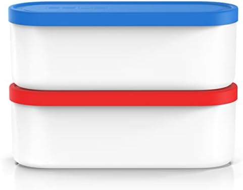 BALCI Ice Cream Containers 2 Quart Set of 2 - (Blue/Red)
