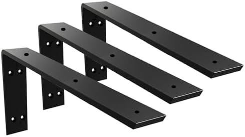 Heavy Duty 3/8" Thick Black Granite Countertop Support Bracket - 20"x8"x2.5" Shelf L Bracket - 3 Pack - Suitable for Qua
