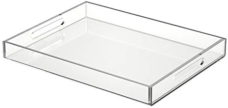 NIUBEE Acrylic Serving Tray 14x18 Inches -Spill Proof- Clear Decorative Tray Organiser for Ottoman Coffee Table Countert