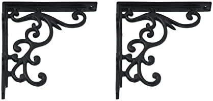 A29 Shelf Brackets, Iron, Black Powder Coat Finish, Set of 2